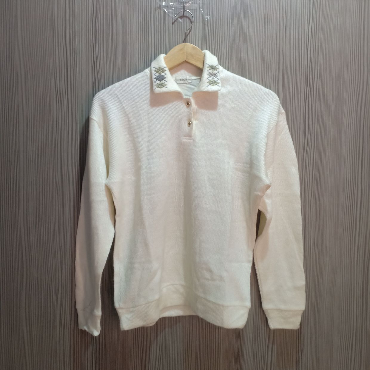 White Sweater knit polo Korean LD/P, foto 3