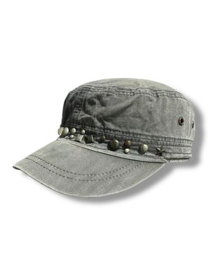 y2k Studed Cadethat Grey Faded
