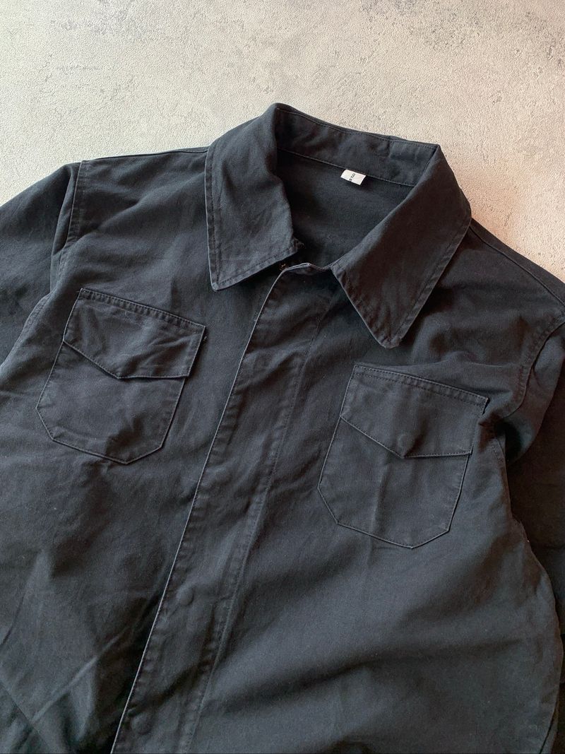 Work Jacket Canvas Cotton Black Double Zipper, foto 7