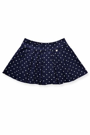 Navy Polkadot Pleated Skirt