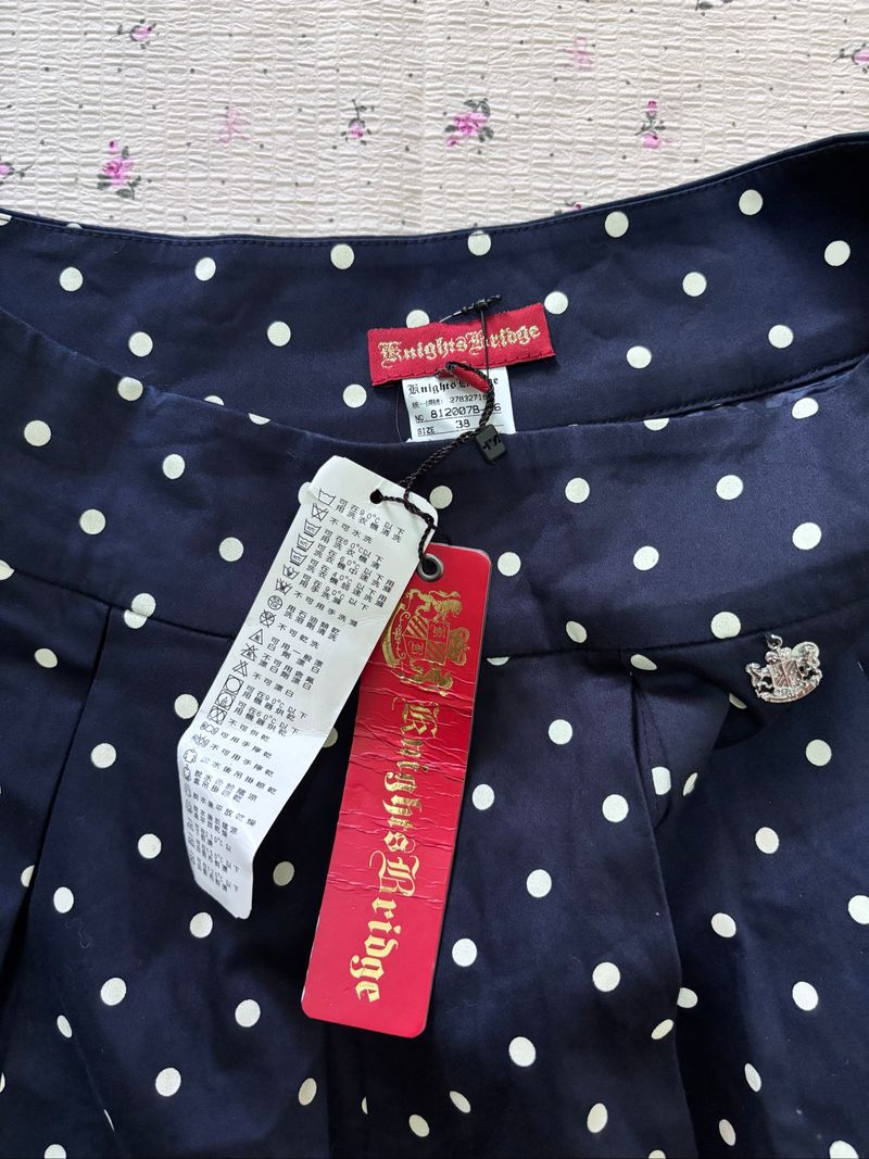 Navy Polkadot Pleated Skirt, foto 4