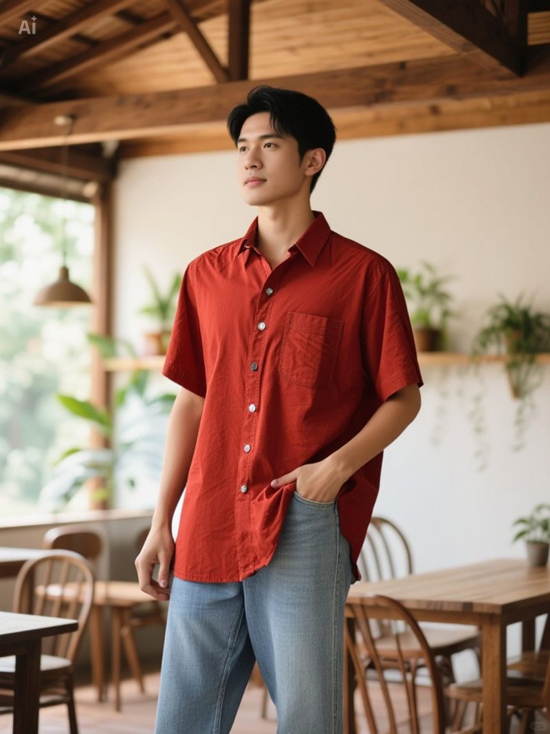 Kemeja Vintage Maroon, foto 2