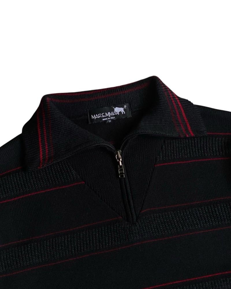 Maremma half zip 3D stripe wool blend knitted sweater black, foto 3