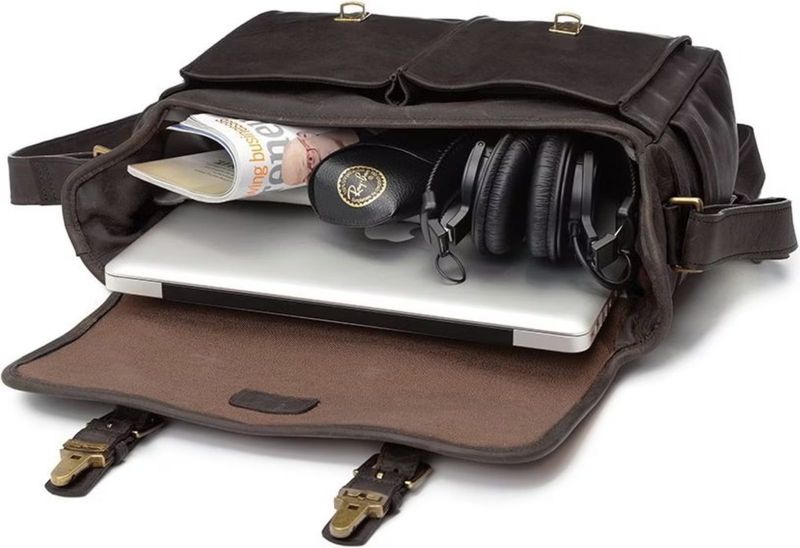 Ona brixton camera laptop briefcase work leather, foto 4