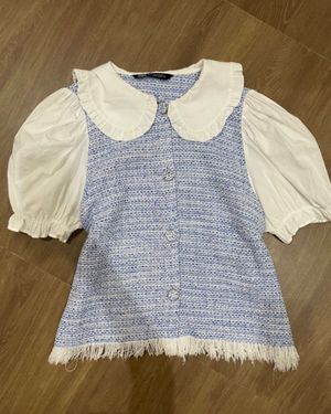 ORIGINAL ZARA 100% blue blouse top | babydoll, milkmaid, coq