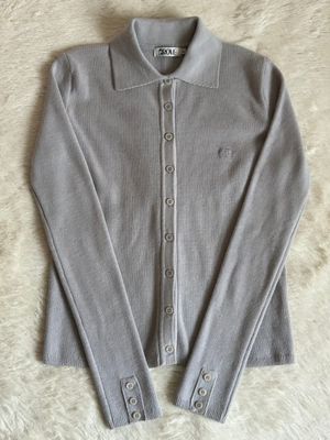 GROVE| Cardi  Knitted Kerah Grey Melange button in front