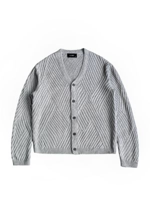 Laine textured pattern wool blend knit cardigan grey kardiga