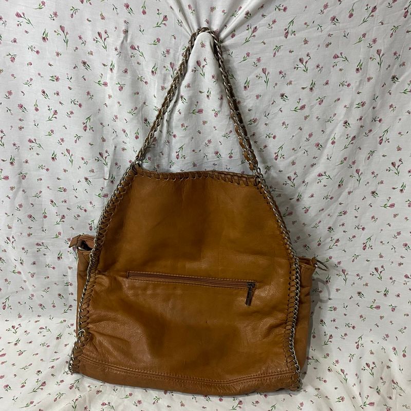 Brown leather vintage shoulder bag, foto 2