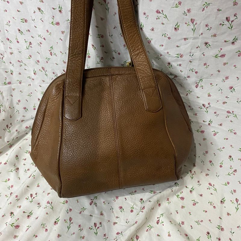 Brown leather long shoulder bag, foto 5