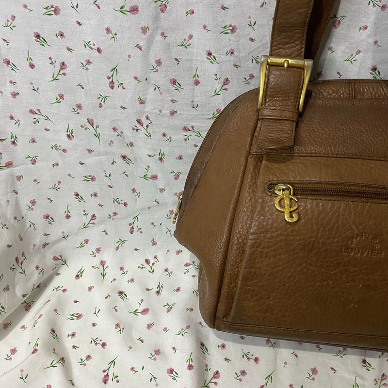 Brown leather long shoulder bag, foto 3