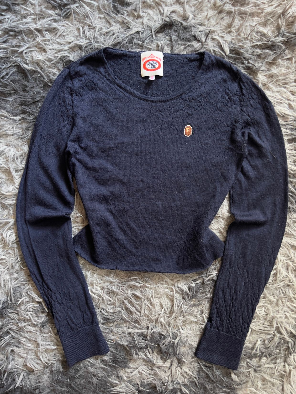 VINTAGE Y2K BAPE LADIES EMBOSSED WOOL