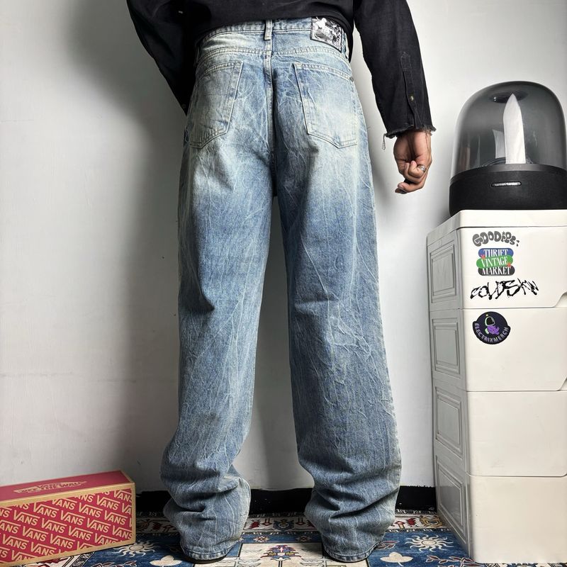 MOD9 Ashed Blue Lightning Flared Baggy Fit Jeans size 32, foto 3