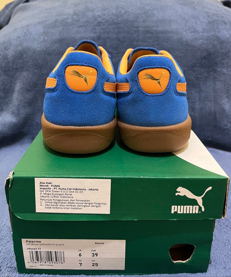 Jual Sneakers Puma Palermo Hyperlink Blue Flame Flicker Gum, foto 3