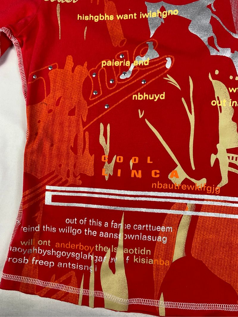 Red Inside Out Contrast Printed Girl Top (M), foto 5