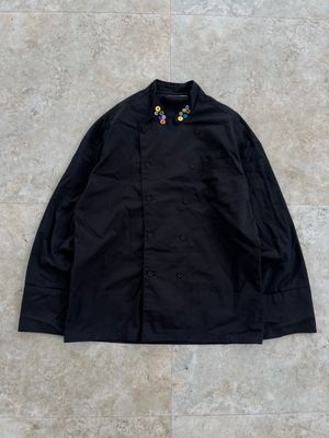 Black Colorway Button Neck Long Sleeve Shirt