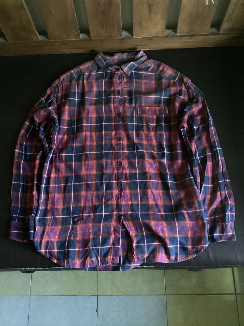 Tops formal shirt kemeja G4p Flanel Basic Maroon, foto 3