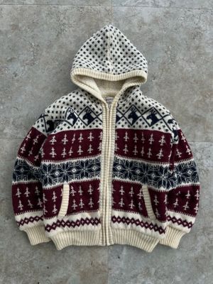 Mikasey Navajo Pattern Zip Up Sherpa Knit Hoodie