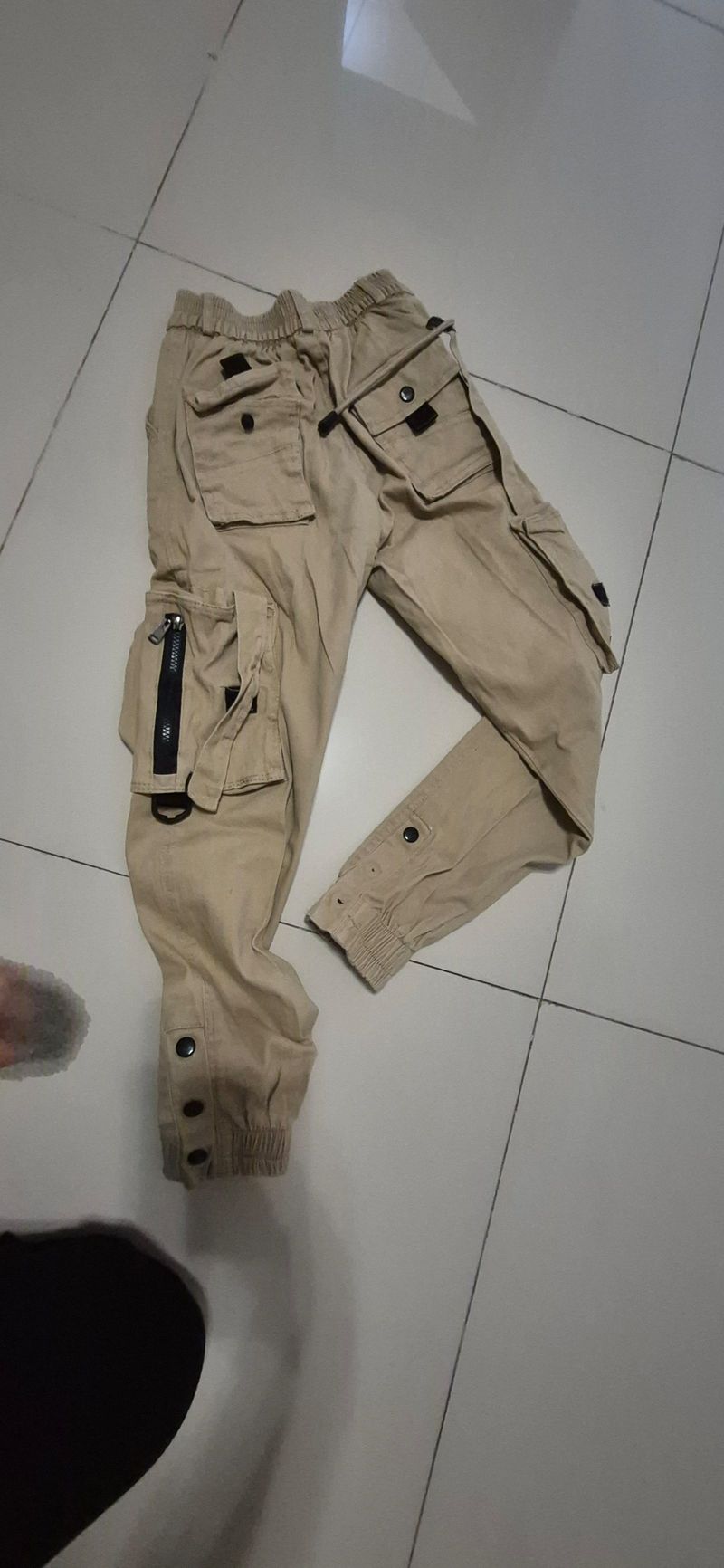 Celana jogger cargo beige, foto 4