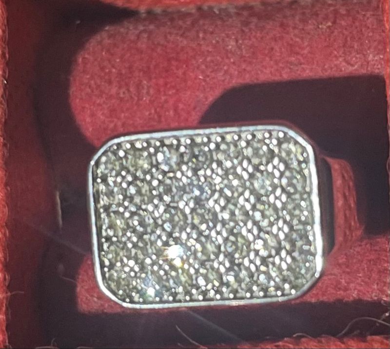 Cincin Pria Sterling Silver Signet Full Diamond, foto 3