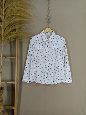 Vintage Muslim Shirt Wanita white