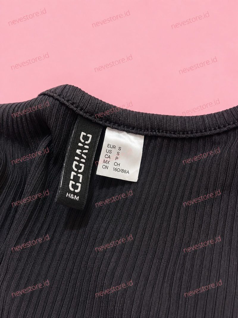 H&M Black Ribbed Lace Up Crop Top, foto 5