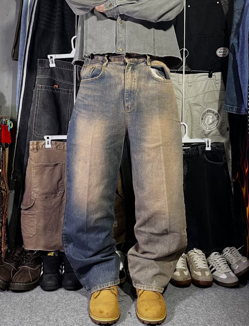 Celana panjang jeans fading, foto 3