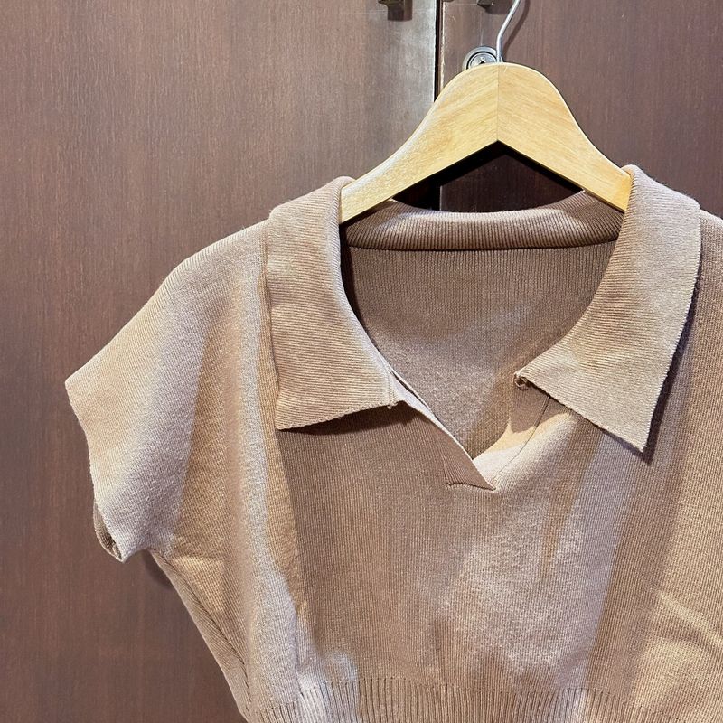 [USED] KNIT CROP TOP - BROWN, foto 3