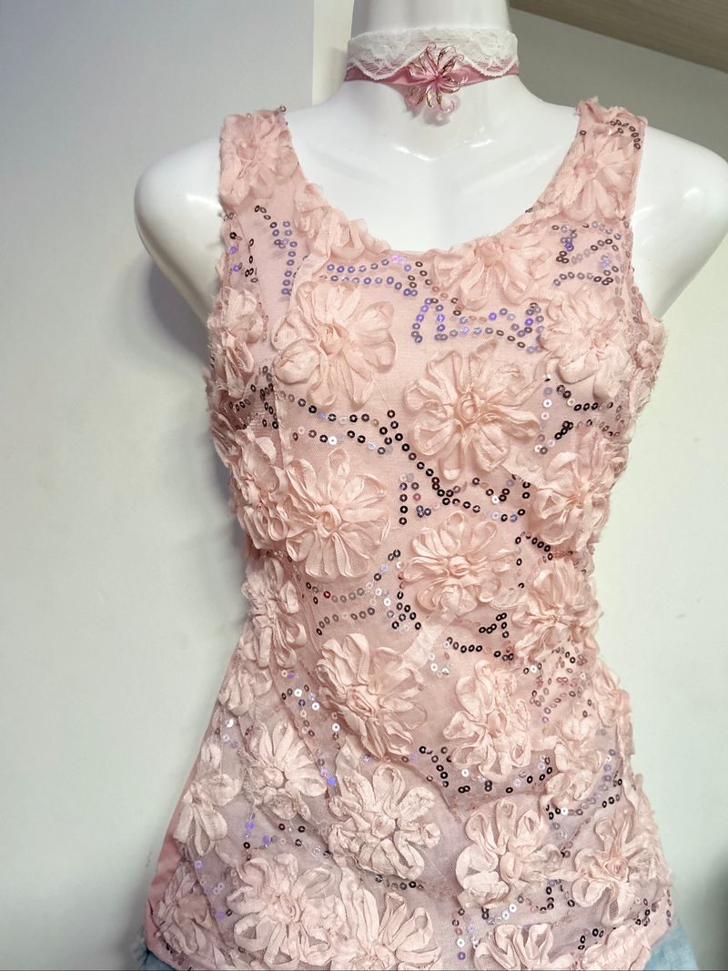Y2K Pink Sequin Fairy Top, foto 3