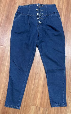 High Waisted Multi Button Denim Pants