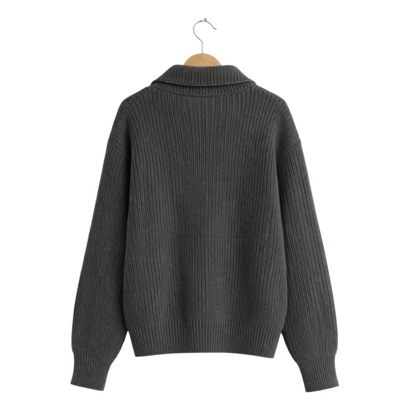 (Unisex) Sweater Knit Boxy Half Zip Massimo Dutti, foto 2