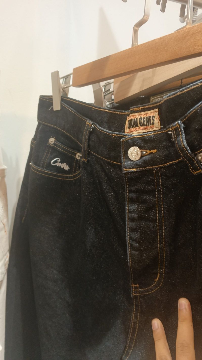 corteiz crest chainstich denim shorts, foto 3