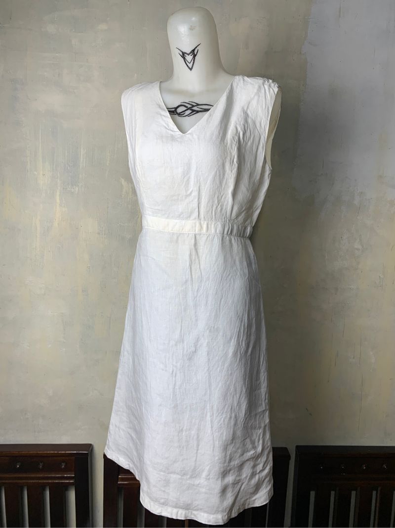 JIL SANDER White Linen Plain Dress (M), foto 2