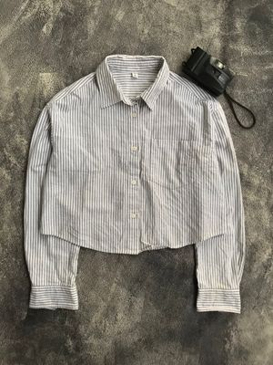 Kemeja gu oxford boxy crop