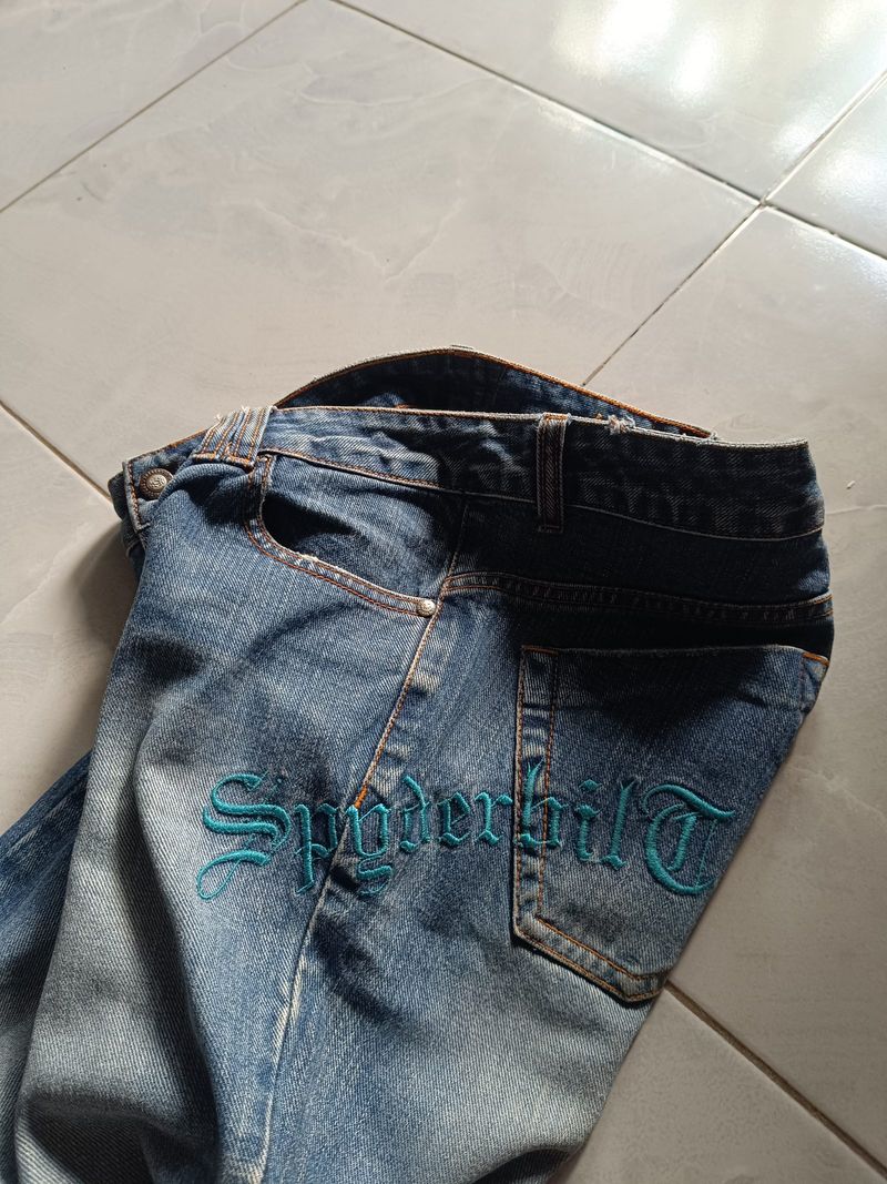 Celana Jeans Bootcut Denim Spyderbilt y2k, foto 5