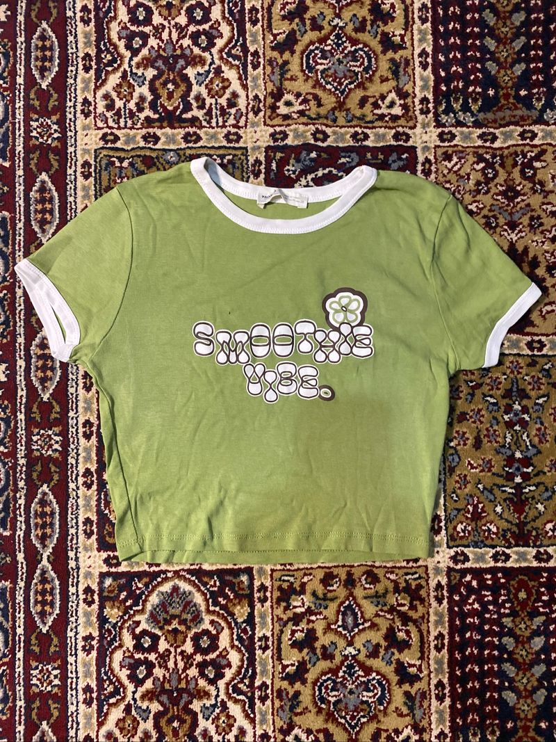 Green pull & bear crop top “smoothie vibe”, foto 2