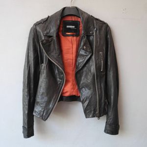 Jaket kulit asli domba biker crop ramones cropped
