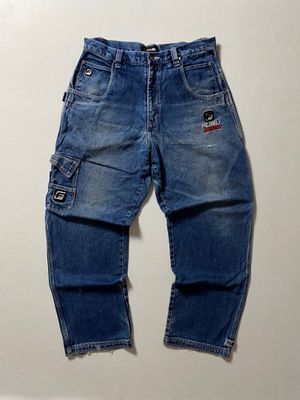 Vintage Fubu y2k Embroidered Carpenter Jeans Blue