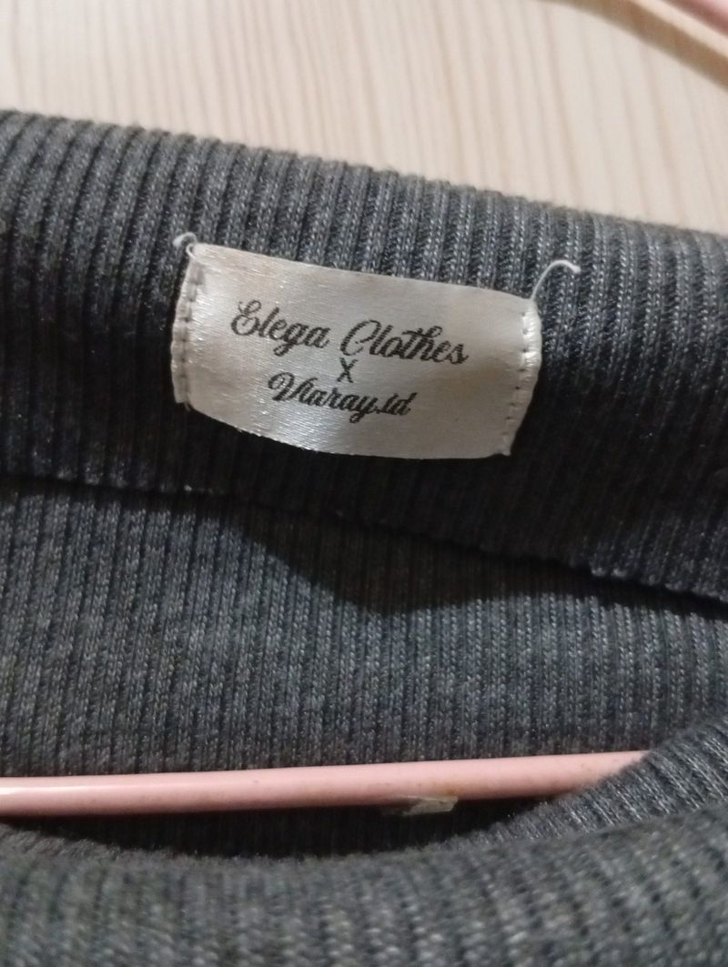 Rib Knit Abu-Abu, foto 3