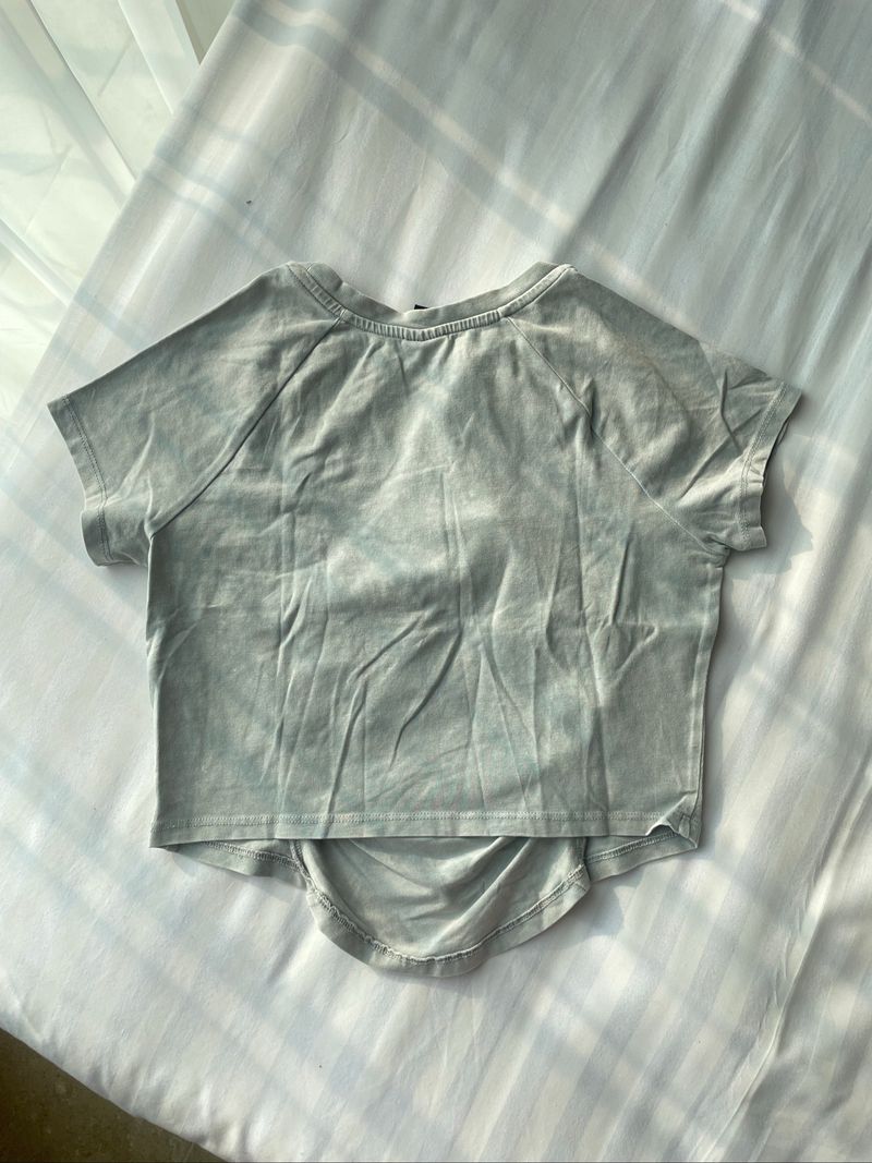 BERSHKA GREY RUFFLED CROPTOP, foto 4