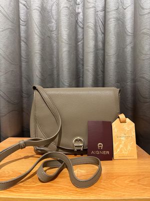 Aigner Diadora Leather Crossbody - Taupe