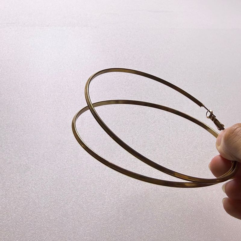 Gold Extra Large Hoop Earrings Anting Bulat, foto 3
