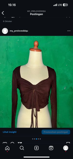 Coquette Crop top Wanita brown