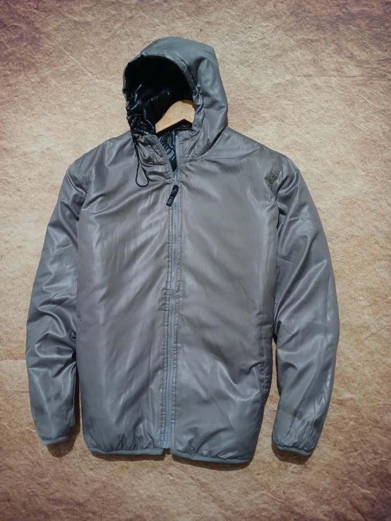 Gu by uniqlo puffer jaket reversible bulak balik second ori, foto 2