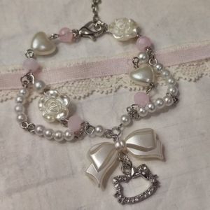 Y2K Pink Gyaru Hello Kitty Gelang Grunge Coquette Lace