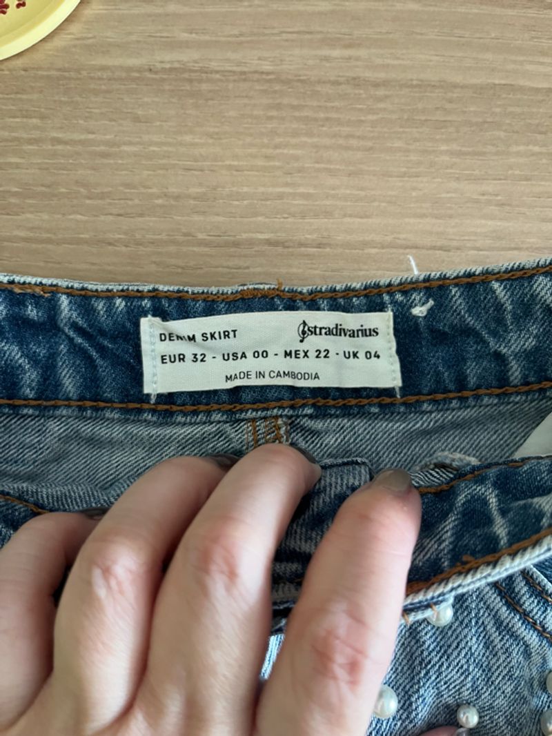 Rok denim stradivarous mini pearl, foto 2